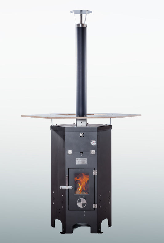Pizzatüre aus Edelstahl für Outdooröfen – mit Thermometer, Scharnieren & Verriegelung Pizzatüre aus Edelstahl für Outdooröfen – mit Thermometer, Scharnieren & Verriegelung