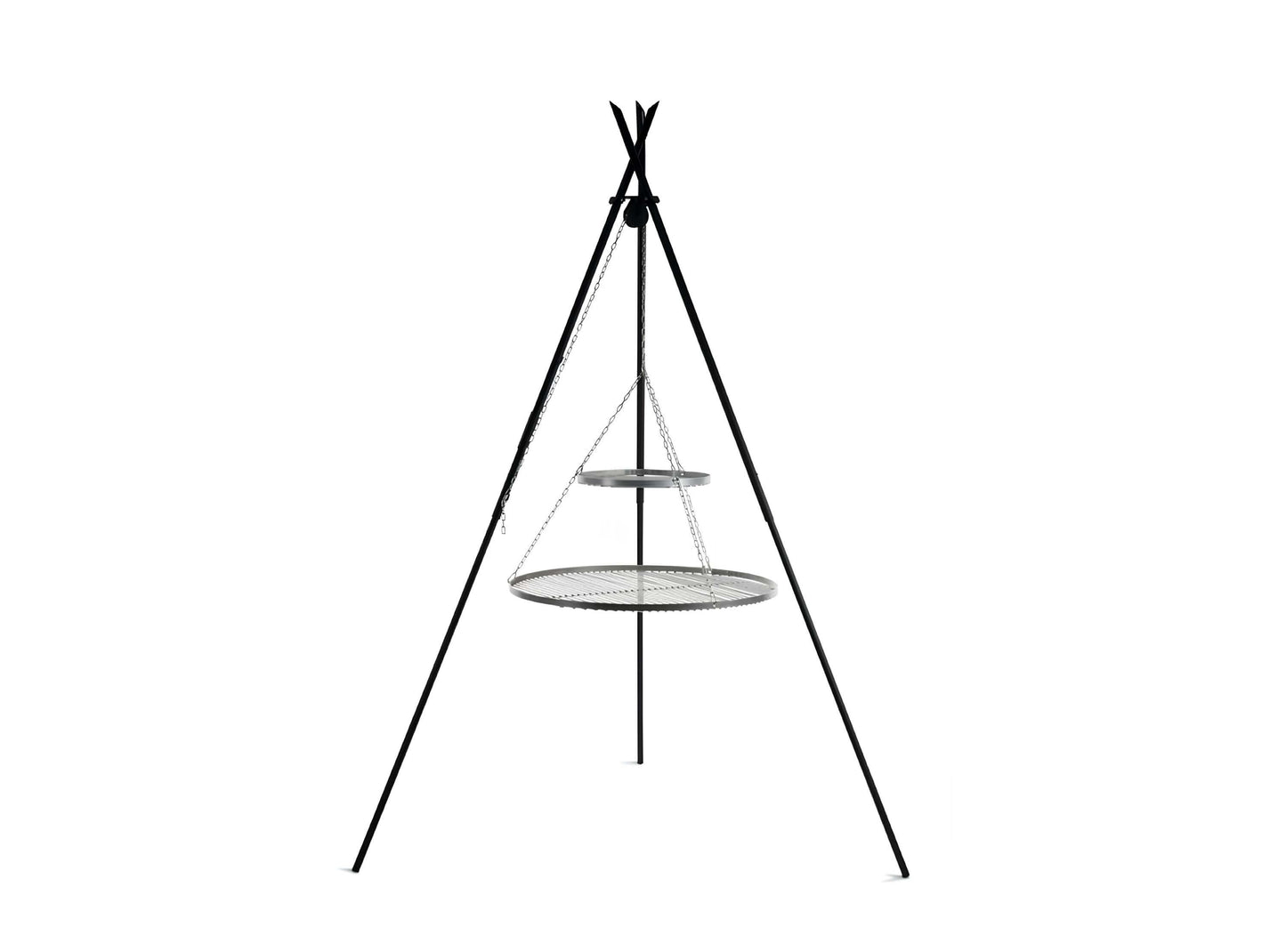 Schwenkgrill Tipi 210 cm mit Doppelrost aus Edelstahl Schwenkgrill Tipi 210 cm mit Doppelrost aus Edelstahl