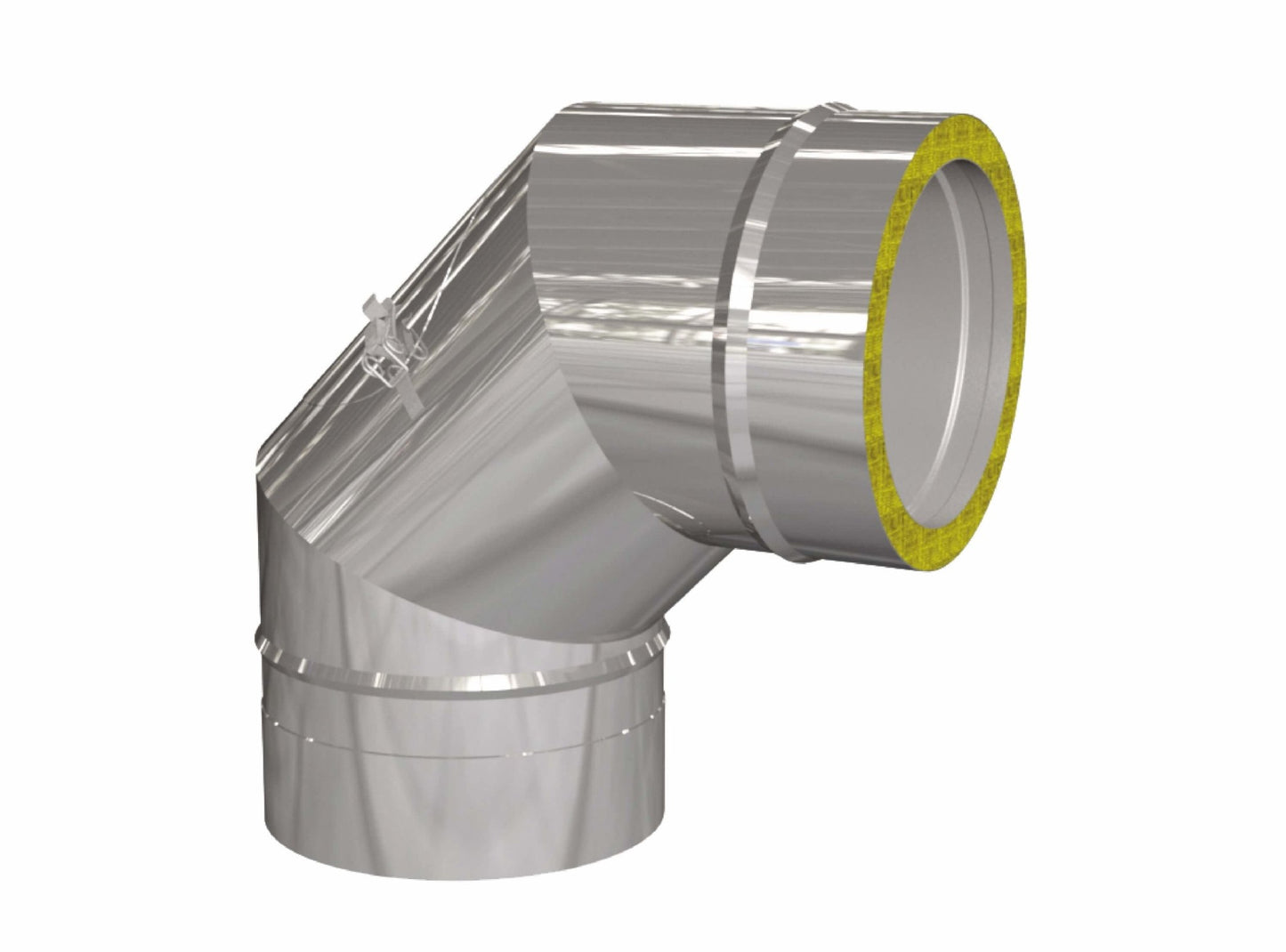 Bogen 90° mit Prüföffnung (bis 600°C) - doppelwandig - eka edelstahlkamine complex D Bogen 90° mit Prüföffnung (bis 600°C) - doppelwandig - eka edelstahlkamine complex D
