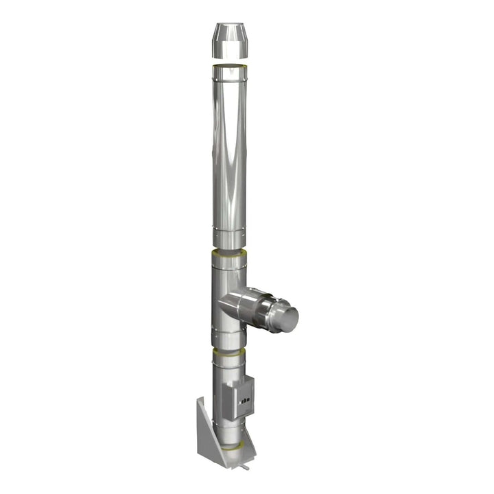 Edelstahlschornstein-Bausatz Ø 130 mm – EKA Complex D – Zusammengesetztes Edelstahl-Schornsteinsystem auf Weiß