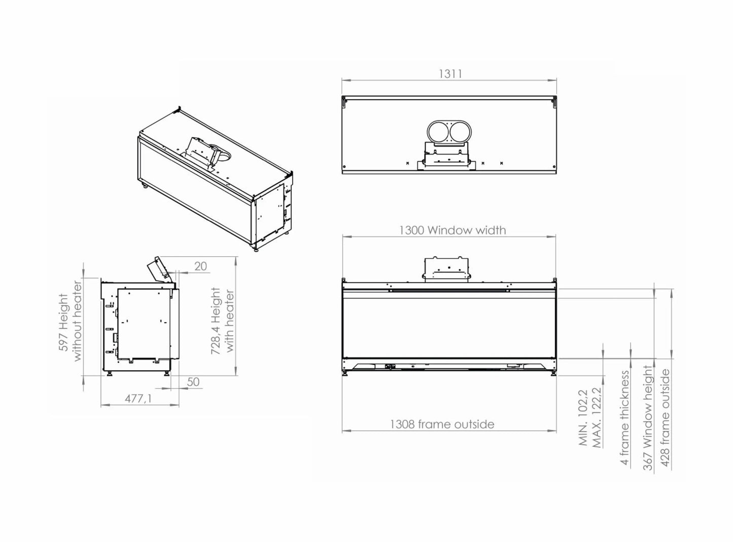Elektrokamin Kalfire E-one 130F Technische Daten - ofenerlebnis.de Elektrokamin Kalfire E-one 130F Technische Daten - ofenerlebnis.de
