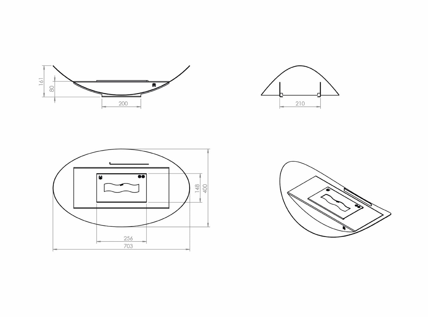 Biokamin Hitze Rave Maße