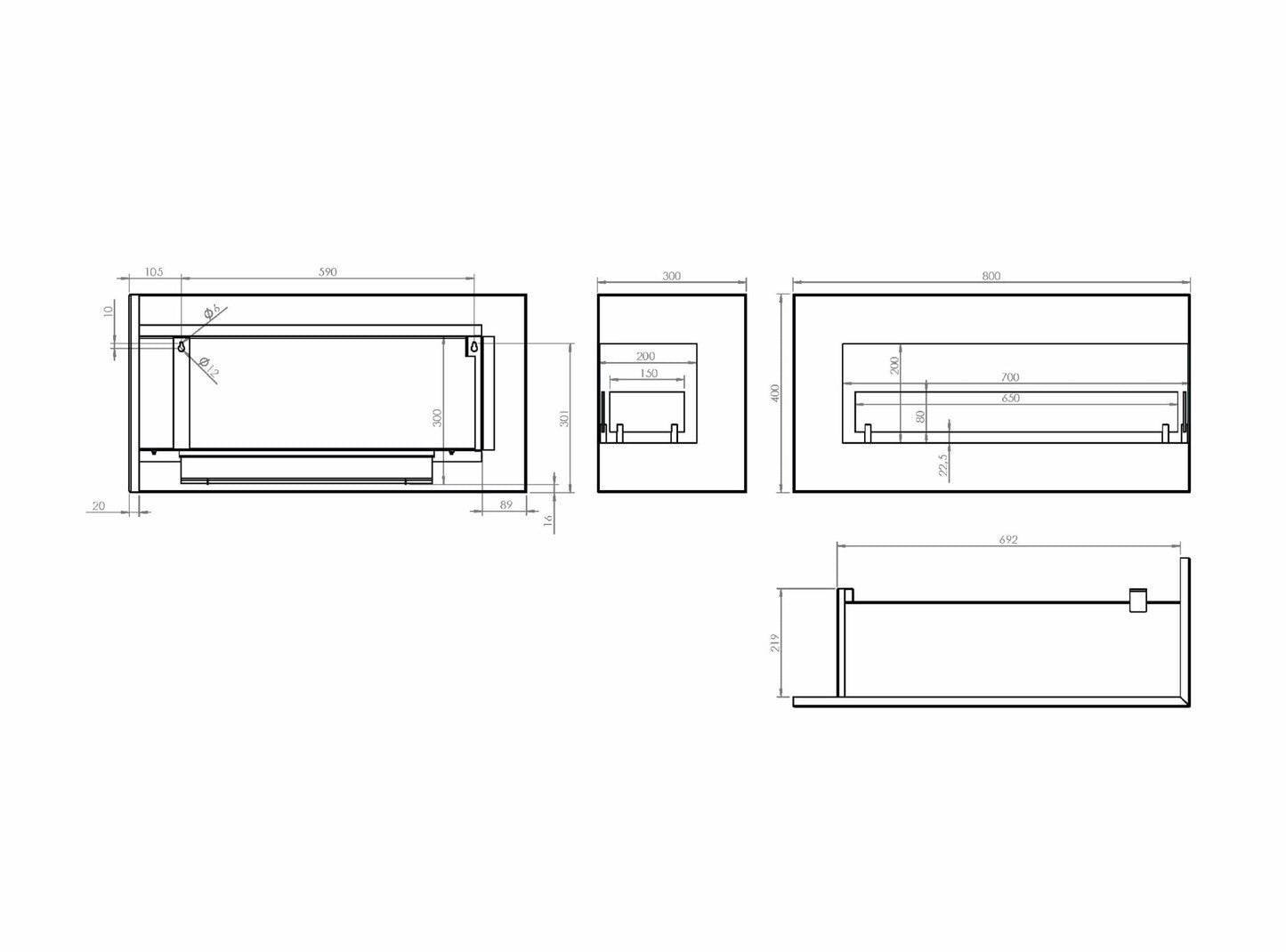 Wandkamin Biokamin Hitze Soul R Maße