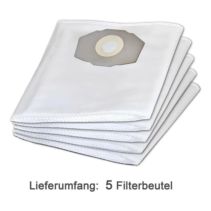 Filterbeutel für Asche-SAUBER-Sauger (5 Stück) – Stapel aus fünf Filterbeuteln mit vollständigem Lieferumfangstext