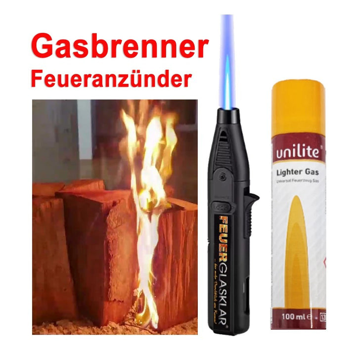 Gasbrenner-Feueranzünder – Gasbrenner mit Gaskartusche und Anwendungsabbildung