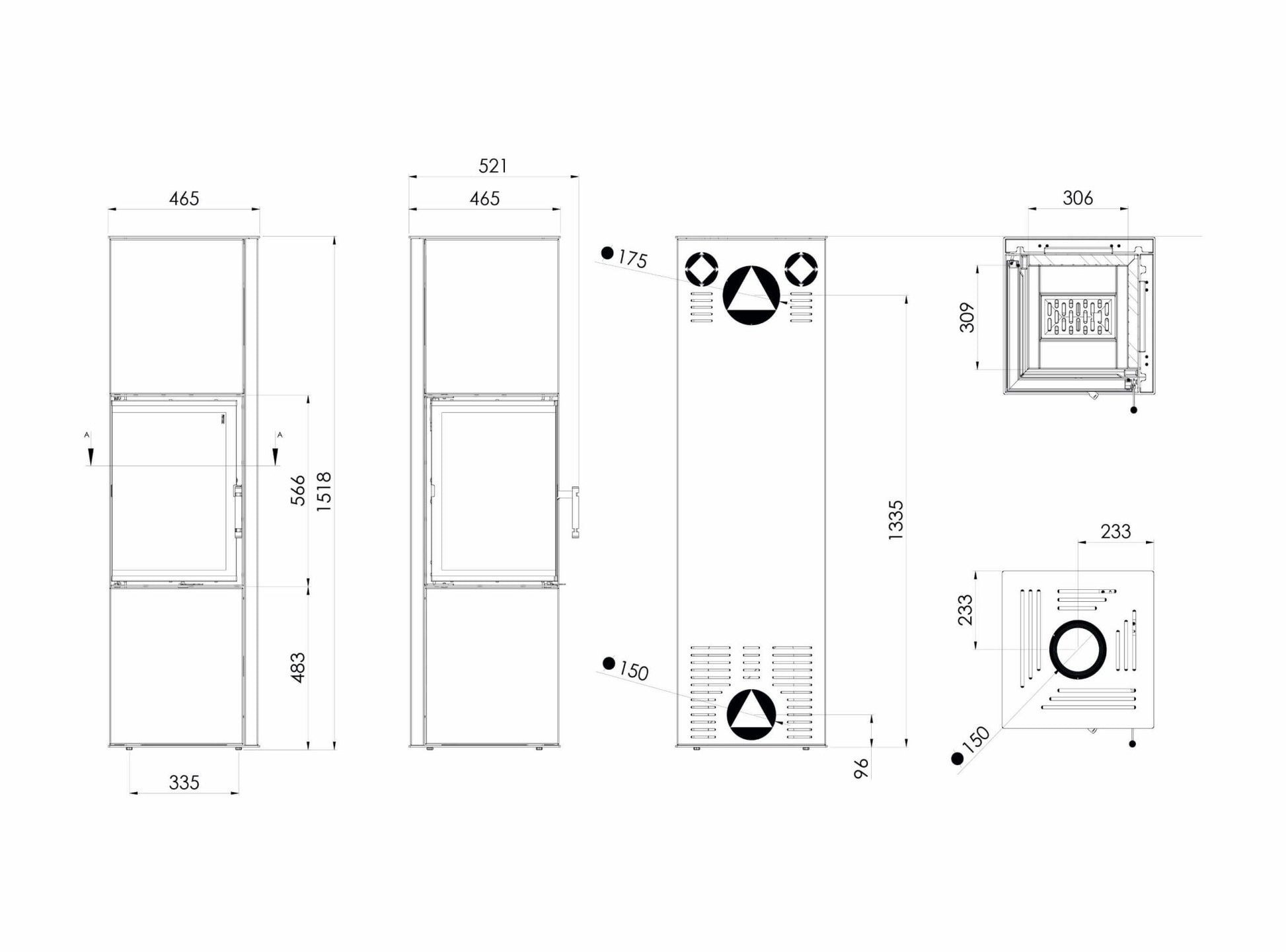 Kaminofen Hitze Siga Technische Maße