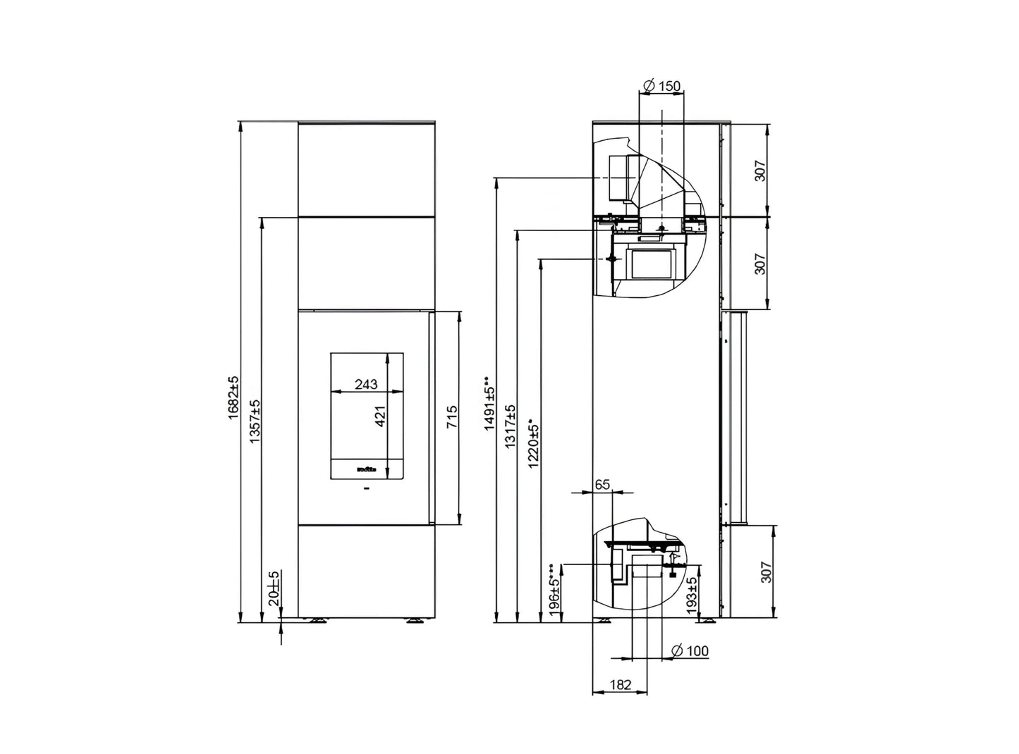 Kaminofen Wodtke samurai oki Technische Zeichnung - ofenerlebnis.de Kaminofen Wodtke samurai oki Technische Zeichnung - ofenerlebnis.de