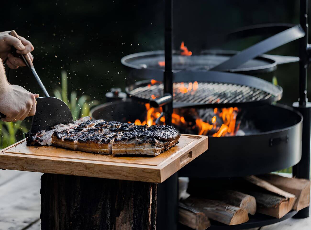 Multifunktionale Feuerschale MONTANA X 60 cm mit Grillrost 50 cm Multifunktionale Feuerschale MONTANA X 60 cm mit Grillrost 50 cm