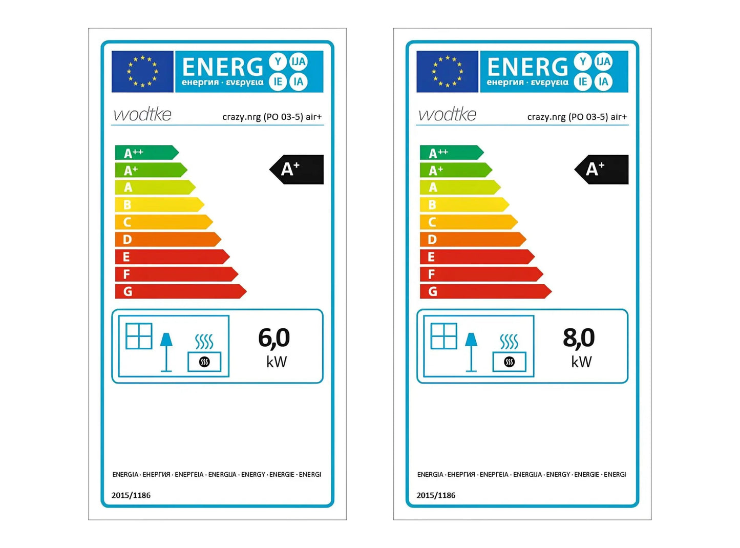 Pelletofen Wodtke crazy.nrg air+ Energeilabel, Ecolabel - ofenerlebnis.de