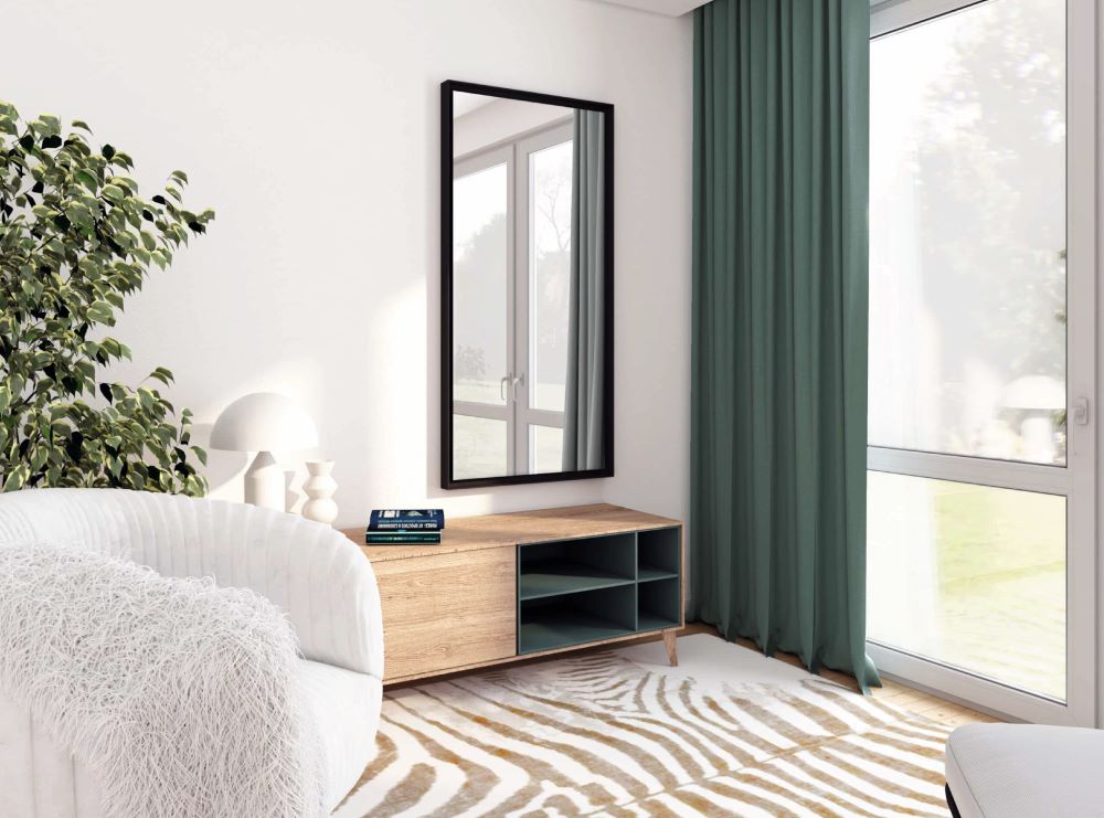 Profix Black – Wandspiegel im schwarzen Rahmen aus gebürstetem Aluminium - Ofenerlebnis.de Profix Black – Wandspiegel im schwarzen Rahmen aus gebürstetem Aluminium - Ofenerlebnis.de