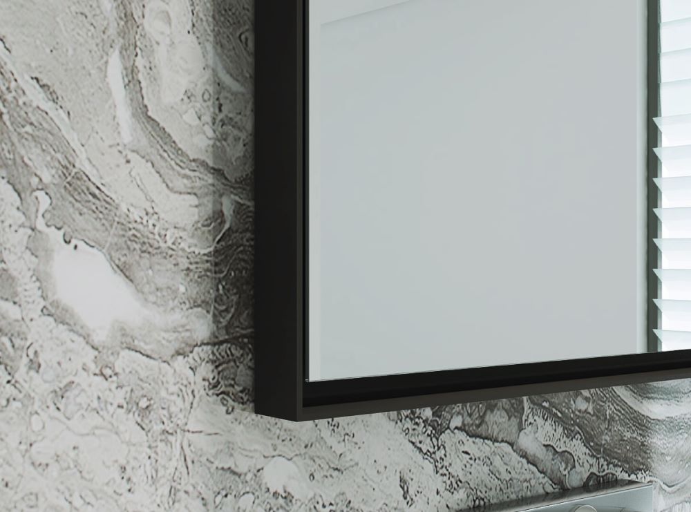 Profix Black – Wandspiegel im schwarzen Rahmen aus gebürstetem Aluminium - Ofenerlebnis.de Profix Black – Wandspiegel im schwarzen Rahmen aus gebürstetem Aluminium - Ofenerlebnis.de