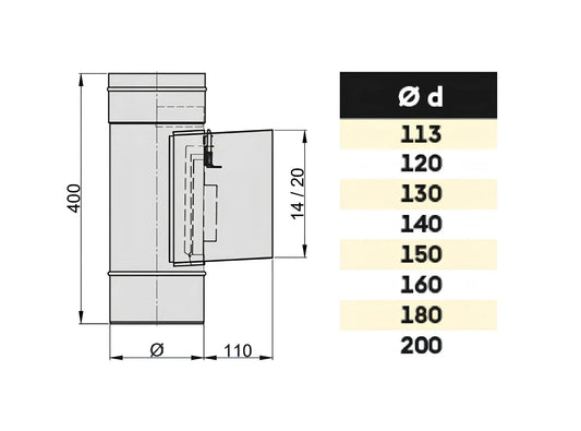 Prüföffnung Hochtemperatur 14-20 mit Kasten - einwandig - EKA Edelstahlkamine Complex E Prüföffnung Hochtemperatur 14-20 mit Kasten - einwandig - EKA Edelstahlkamine Complex E