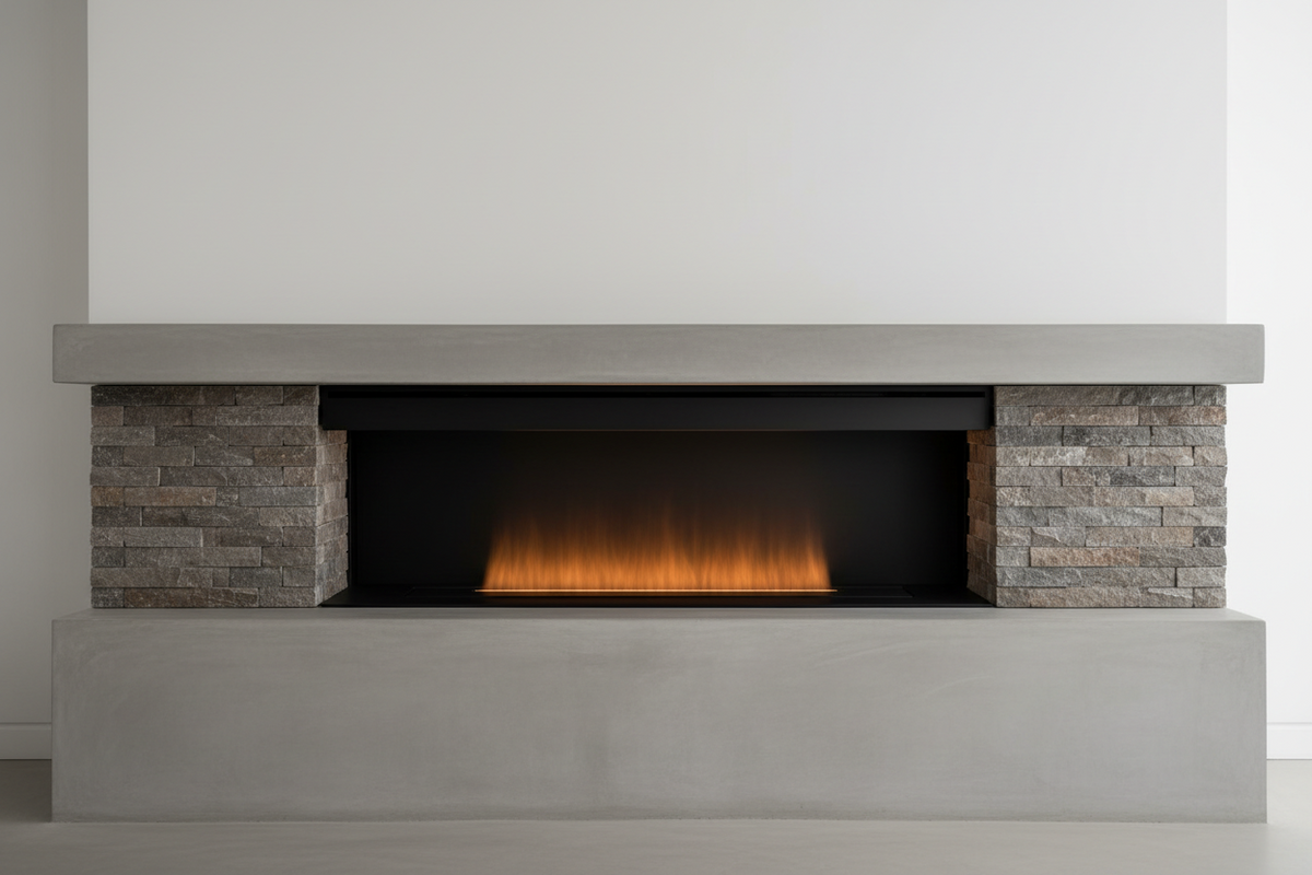 Wandintegrierter Wasserdampf-Kamin mit dezenter beleuchteter Nebeloptik