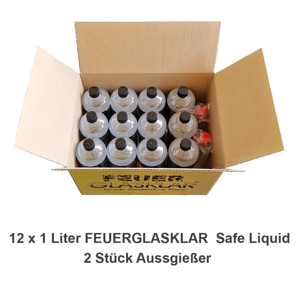 FEUERGLASKLAR SAFE LIQUID 12 × 1 Liter