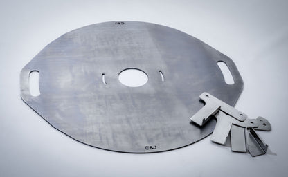 Feuerplatte aus 5 mm Stahl für Outdooröfen – Plancha- & Grillplatte Ø 800 mm mit Halterungen