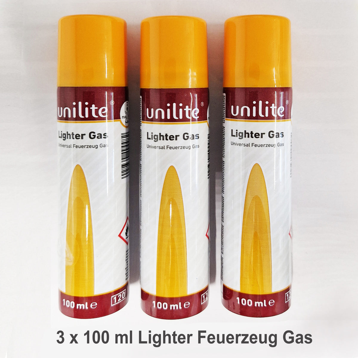 Feuerzeug-Gas Nachfüllpack (3 × 100 ml)