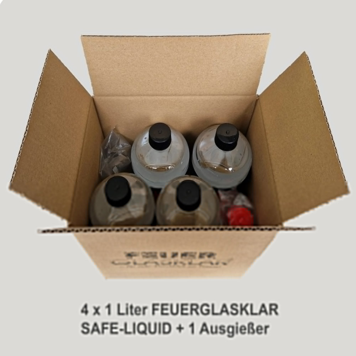 FEUERGLASKLAR SAFE LIQUID 4 × 1 Liter – Produktansicht 2