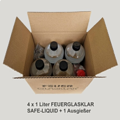 FEUERGLASKLAR SAFE LIQUID 4 × 1 Liter – Produktansicht 2