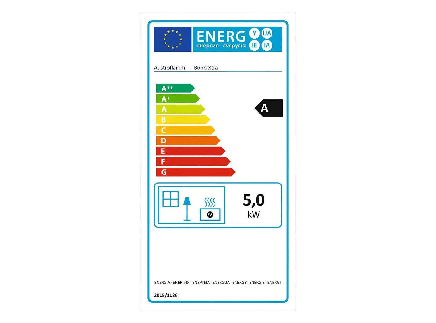 Austroflamm Kaminofen Bono Xtra Energielabel - ofenerlebnis.de