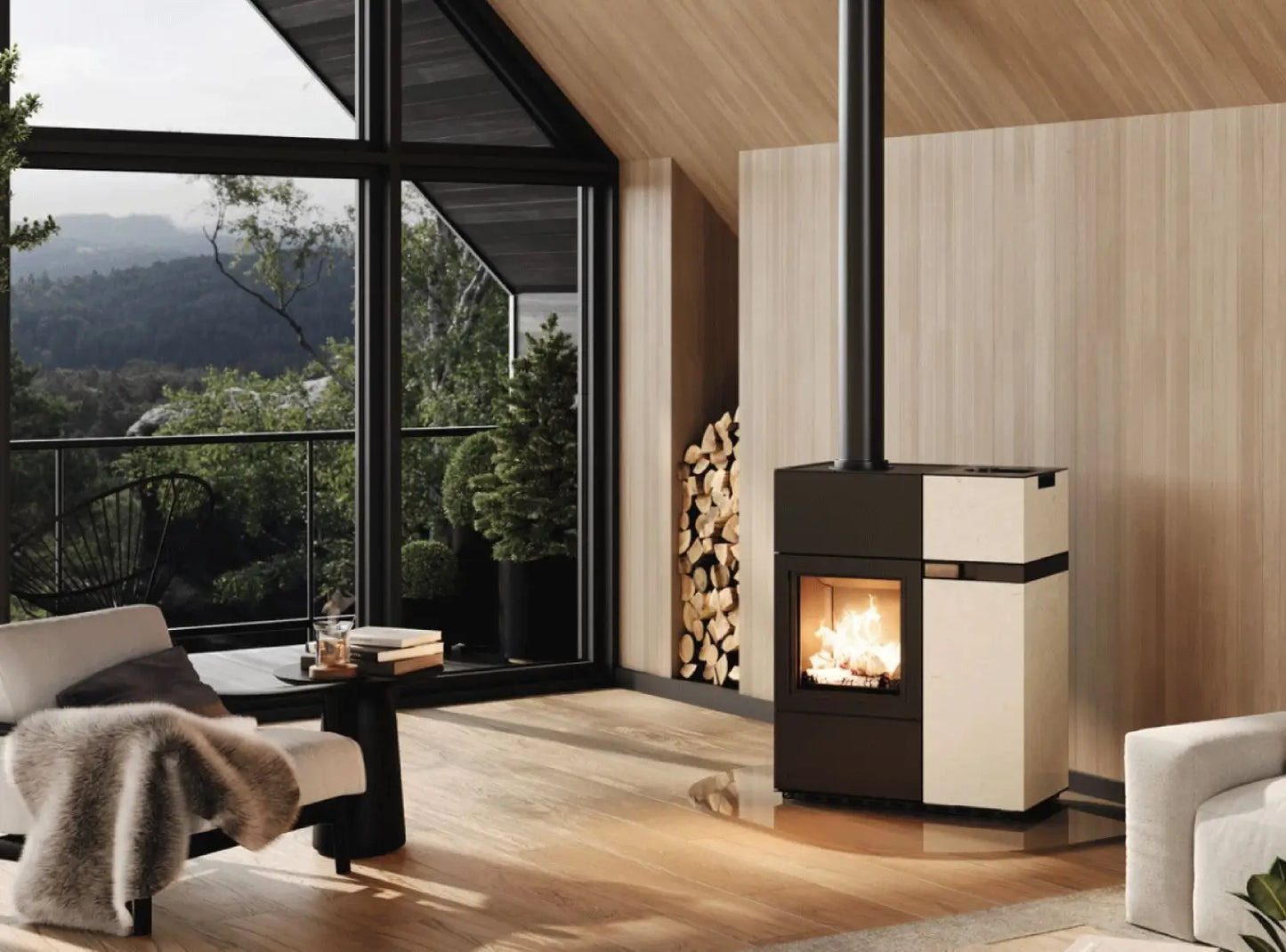 Austroflamm Quadra Duo mit Naturstein velvet ivory_2