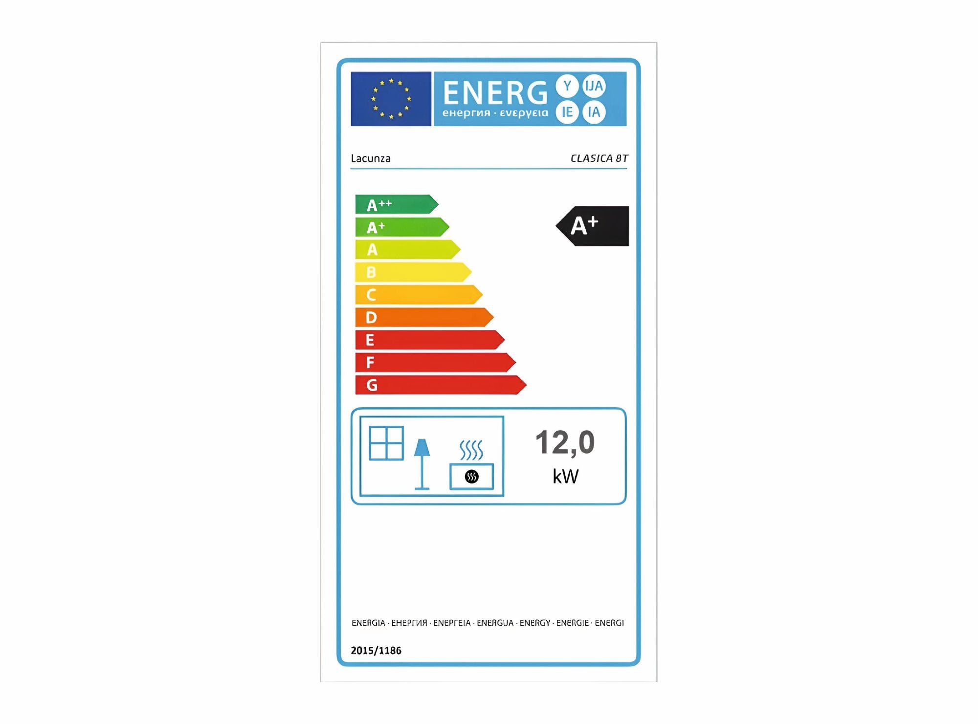 Edelstahlherd Lacunza CLASICA-8T Energielabel