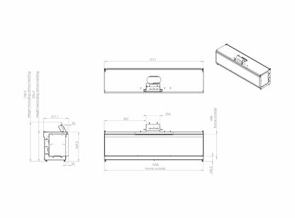 Elektrokamin Kalfire E-one 190F Technische Zeichnung - ofenerlebnis.de