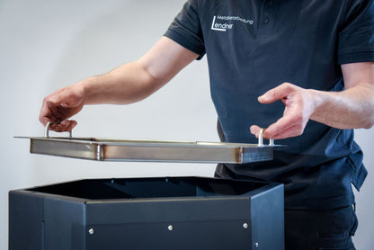 Grillwanne aus Edelstahl mit Grillrost für Outdooröfen – Grilleinsatz inklusive Halterungsbügel