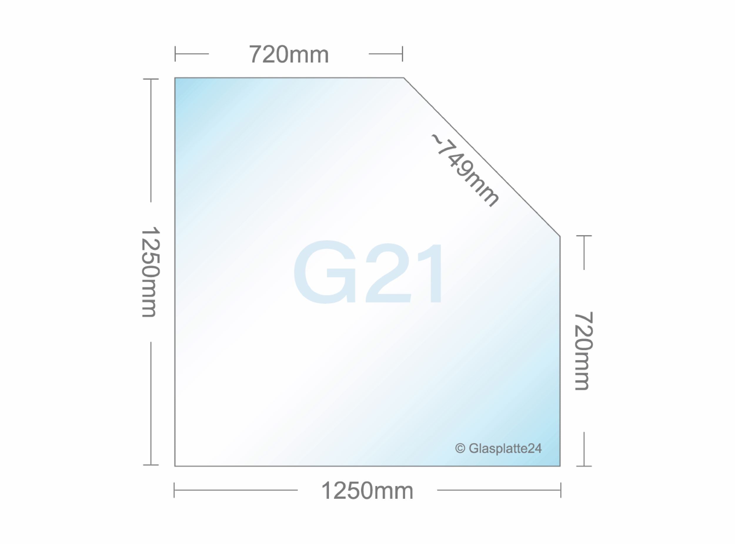 Ofenglas in Fünfeck ESG mit 18mm Facettenschliff | Stärke 6 – 8mm