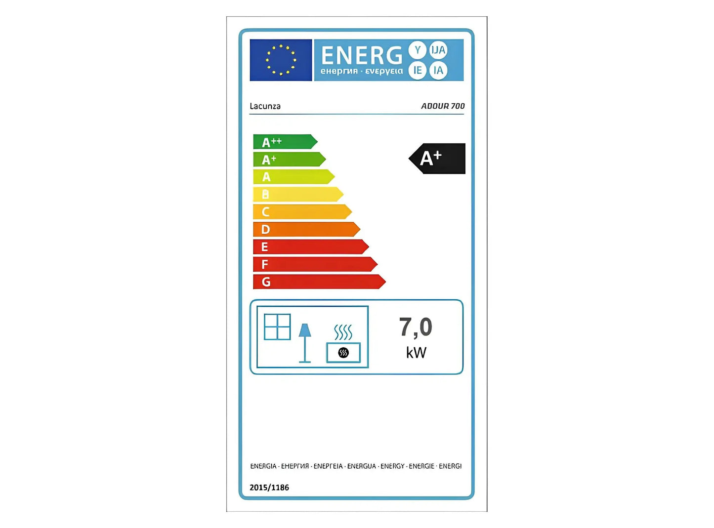 Heizkamin LACUNZA ADOUR 700 Energielabel - ofenerlebnis.de