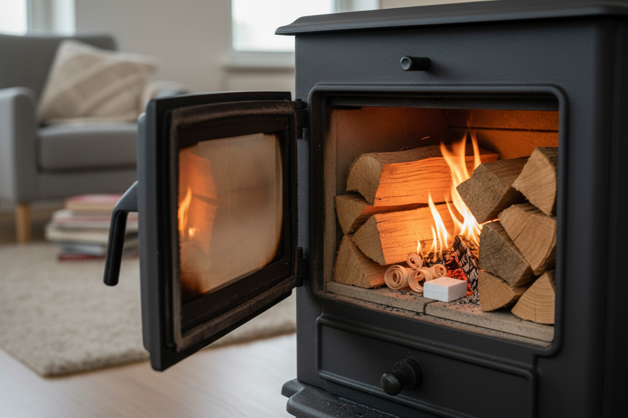 Holz im Kaminofen von oben anzünden – warum das sinnvoll ist?