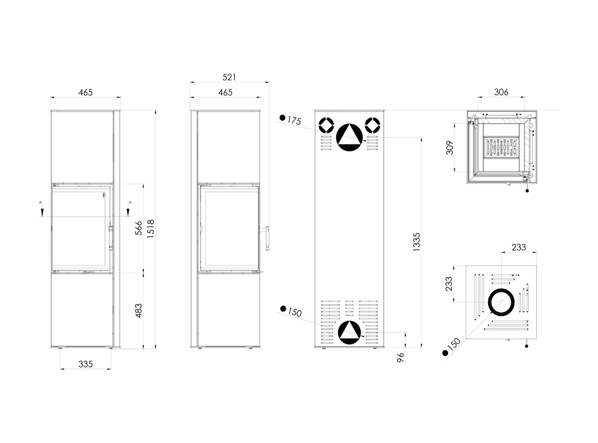 Kaminofen Hitze Siga Technische Maße