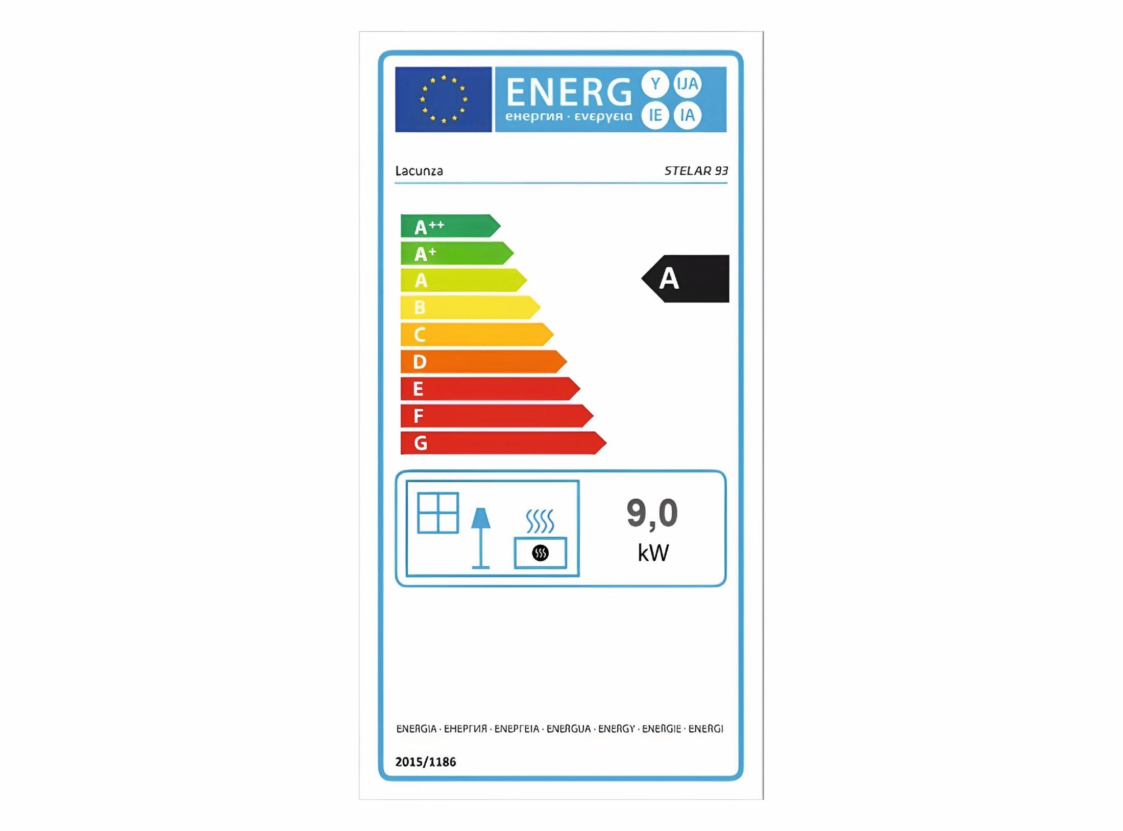 Kaminofen LACUNZA STELAR 93 Energielabel