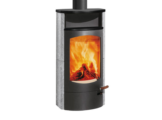 Kaminofen Austroflamm Koko 2.0 (6 kW) Speckstein, Warmhaltefach Keramik Schwarz matt, Topplatte Keramik Schwarz matt, RRA oben
