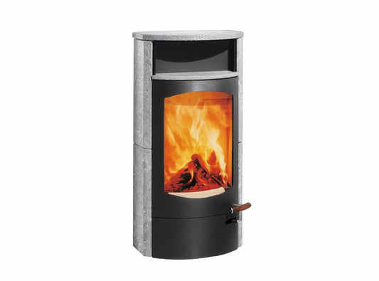 Kaminofen Austroflamm Koko 2.0 (6 kW) Speckstein, Warmhaltefach Speckstein, Topplatte Speckstein, RRA hinten