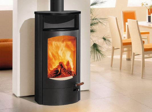 Kaminofen Austroflamm Koko 2.0 (6 kW) Stahl, Warmhaltefach Keramik Schwarz matt, Guss-Topplatte, RRA oben_1