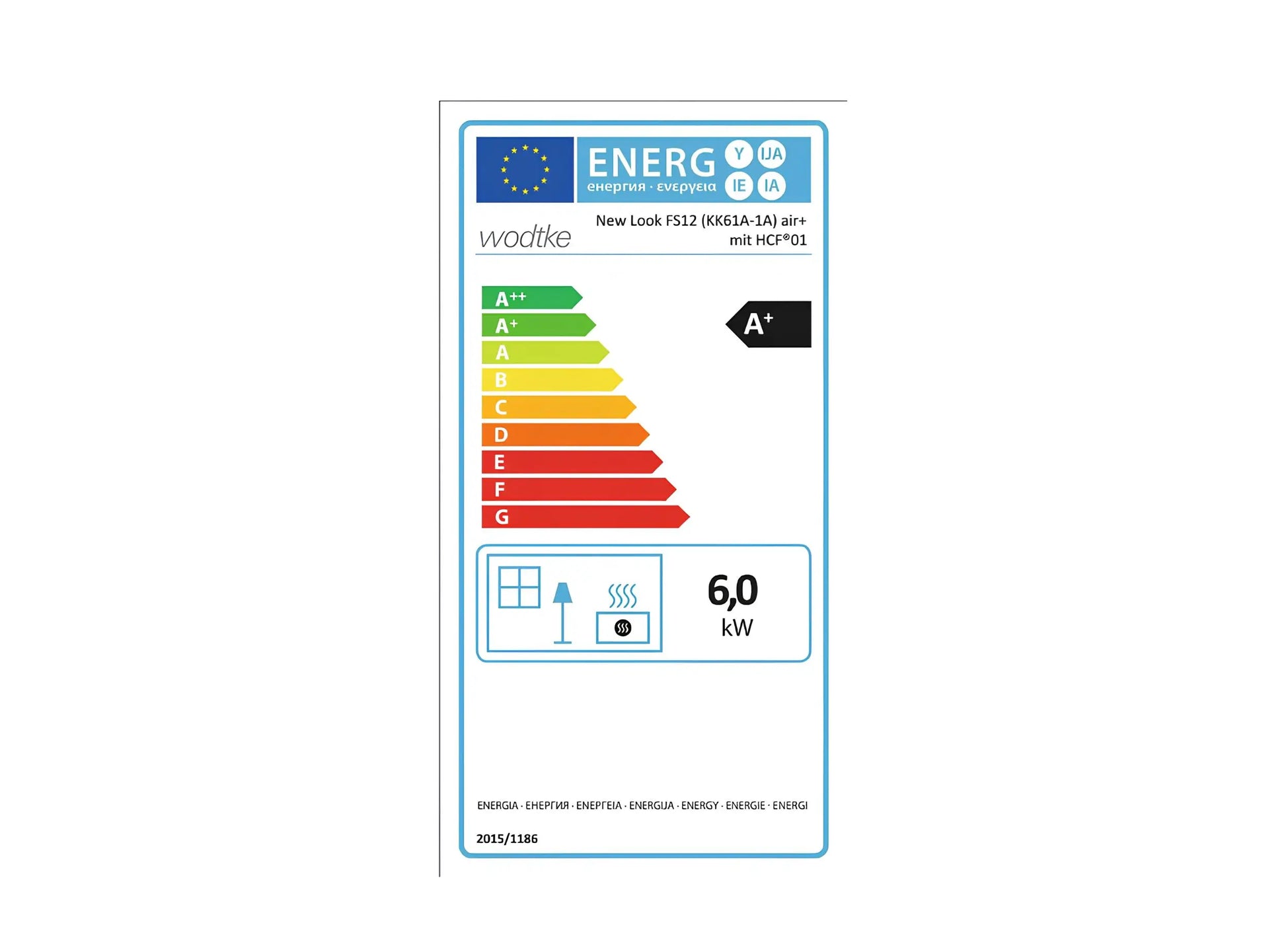 Kaminofen Wodtke New Look FS12 raumluftunabhängig Energielabel, Ecolabel - ofenerlebnis.de