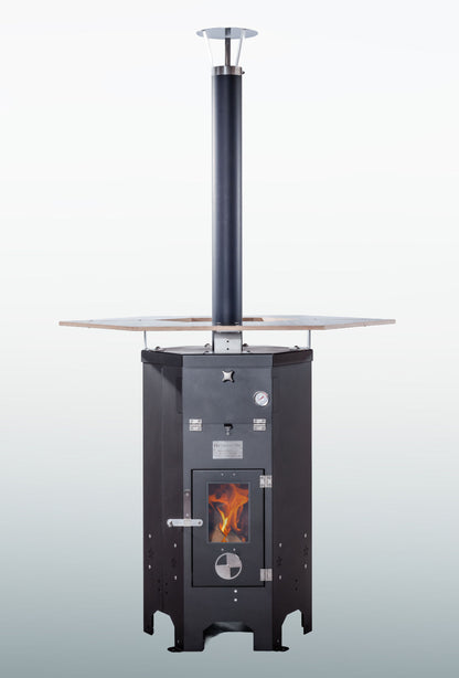 Pizzatüre aus Edelstahl für Outdooröfen – mit Thermometer, Scharnieren & Verriegelung