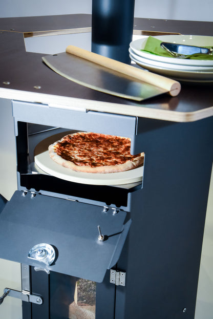 Pizzaablageblech aus Edelstahl für Outdooröfen – Backeinsatz mit Deckel für Pizza, Brot & Ofengerichte