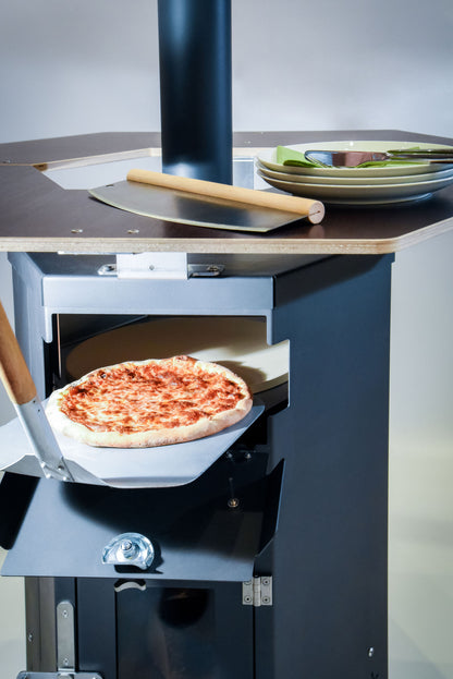 Pizzaablageblech aus Edelstahl für Outdooröfen – Backeinsatz mit Deckel für Pizza, Brot & Ofengerichte
