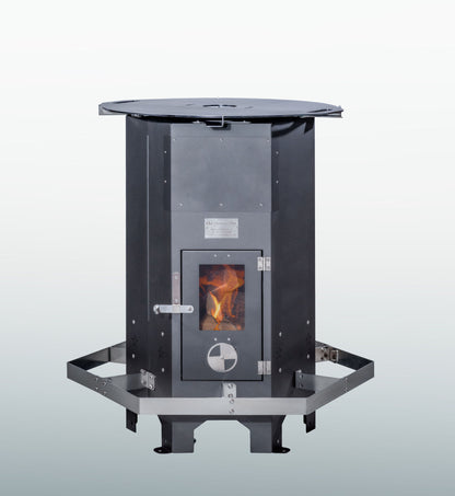 Feuerplatte aus 5 mm Stahl für Outdooröfen – Plancha- & Grillplatte Ø 800 mm mit Halterungen