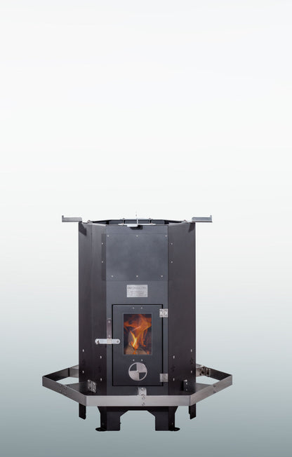 Feuerplatte aus 5 mm Stahl für Outdooröfen – Plancha- & Grillplatte Ø 800 mm mit Halterungen