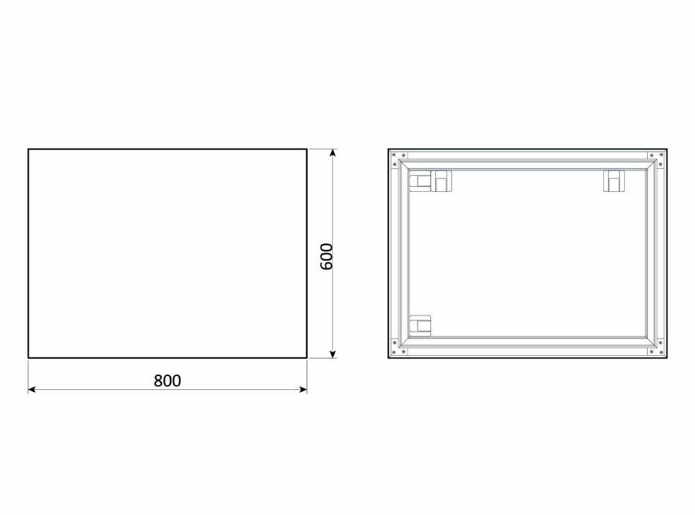 Box White – Rechteck Wandspiegel im weißen Rahmen aus gebürstetem Aluminium, 60 x 80 cm