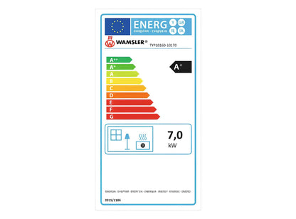 Wamsler Kaminofen Vitus Keramik weiß / schwarz, city rot, city schwarz Energielabel - ofenerlebnis.de