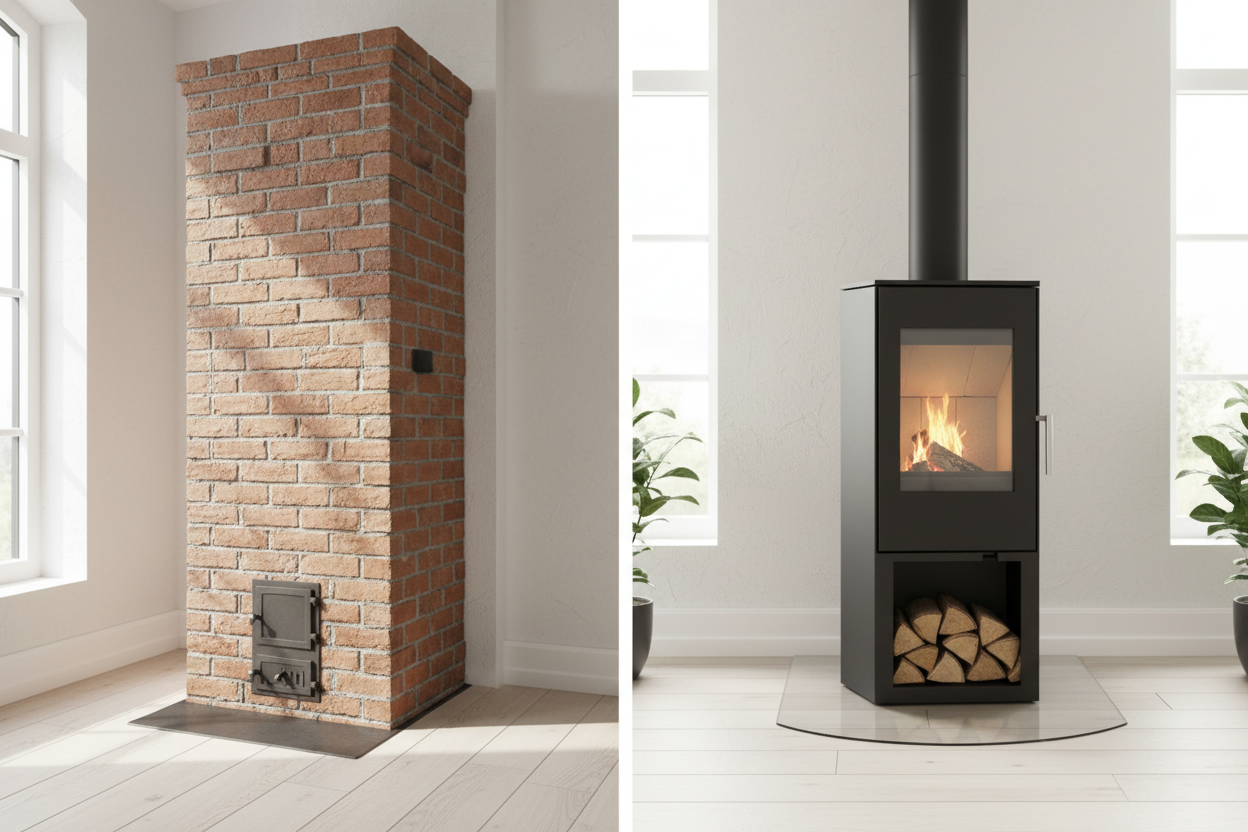 Was ist der Unterschied zwischen Kaminofen und Grundofen?