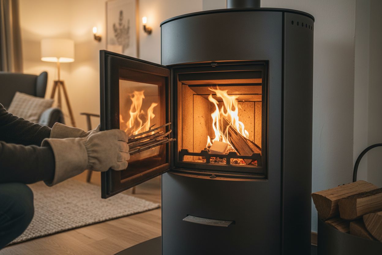 Wie heizt man einen Kaminofen richtig an?