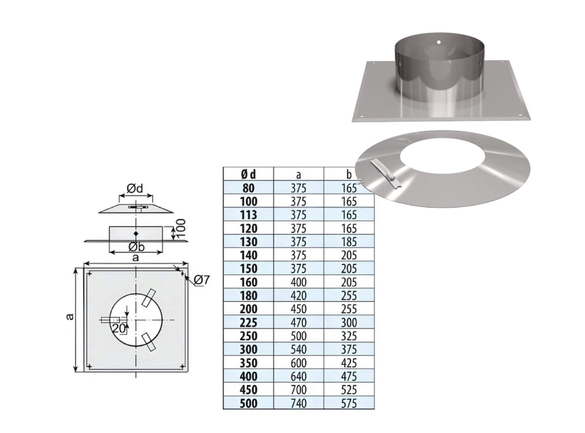 Abschlusselement mit Hinterlüftung und Regenkragen - einwandig - eka edelstahlkamine complex E