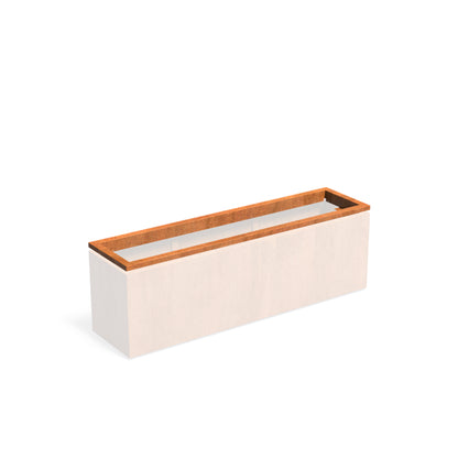 ADEZZ CARREZ Cortenstahl-Beleuchtungsprofil 200 × 50 × 8.9 cm in Beispielmontage; Kübel und Beleuchtung nicht enthalten