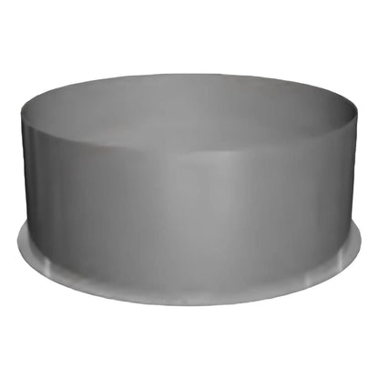 Blinddeckel unter Stützfuß - eka edelstahlkamine complex E – Runder Blinddeckel mit umlaufendem Rand in schräger Ansicht