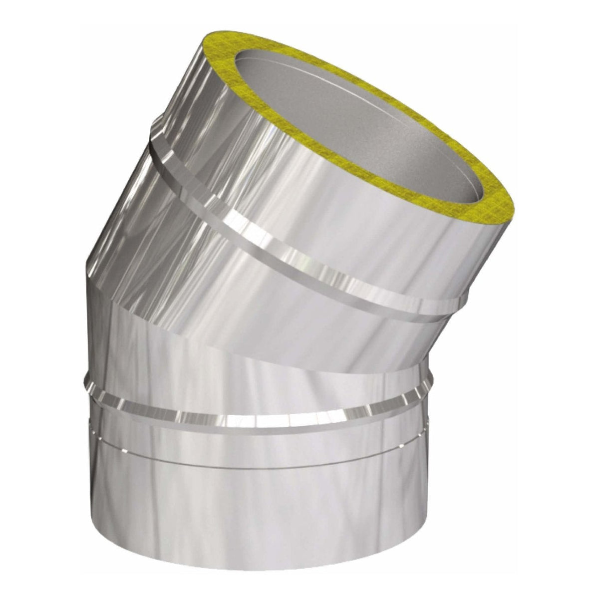 Bogen 30° - doppelwandig - eka edelstahlkamine complex D – Doppelwandiger Rohrbogen in schräger Ansicht