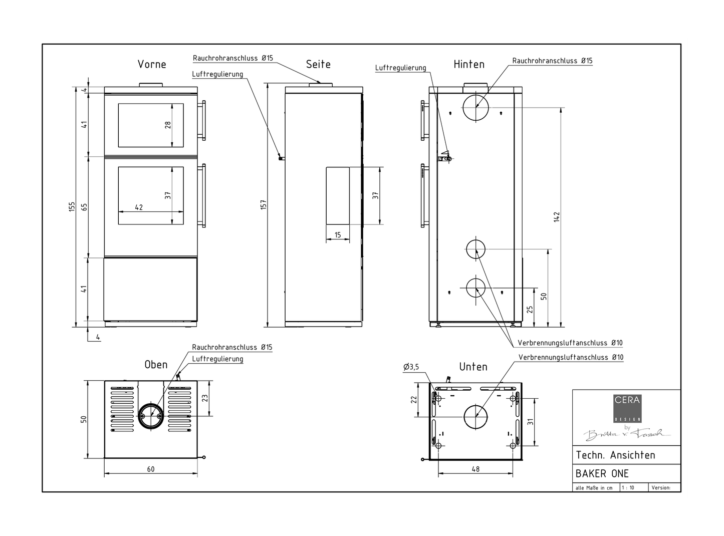 CERA DESIGN Baker One technische Zeichnung